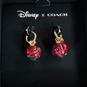 Disney X Coach Poison Apple Huggie Earrings 12KGold Plated Brass w/Resin NIB NWT